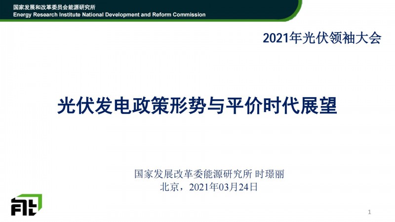 PPT分享丨时璟丽:光伏发电政策形势与平价时代