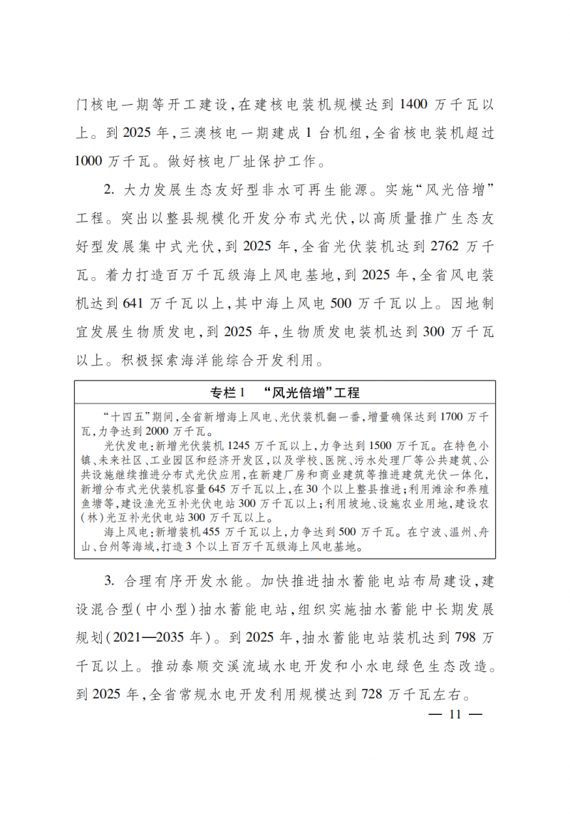 浙江:实施“风光倍增工程”,新增光伏装机力争达到1500万千瓦!